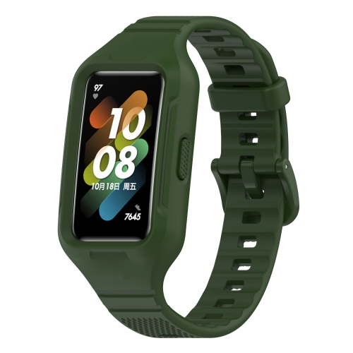 

For Huawei Band 7 / Honor Band 6 Universal Integrated Silicone Watch Band(Army Green)