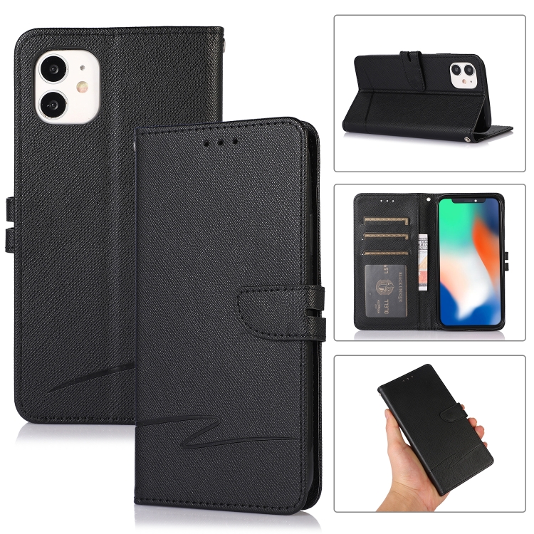 

For iPhone 11 Cross Texture Horizontal Flip Leather Phone Case (Black)