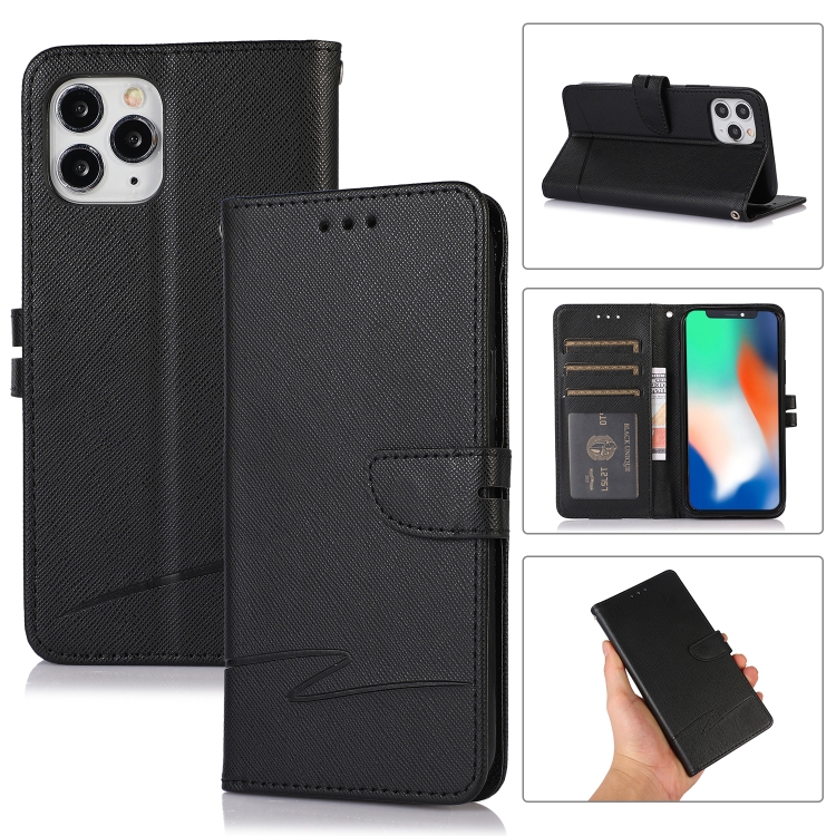 

Cross Texture Horizontal Flip Leather Phone Case For iPhone 11 Pro(Black)