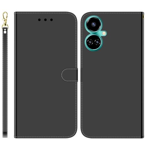 

For Tecno Camon 19 Imitated Mirror Surface Horizontal Flip Leather Phone Case(Black)