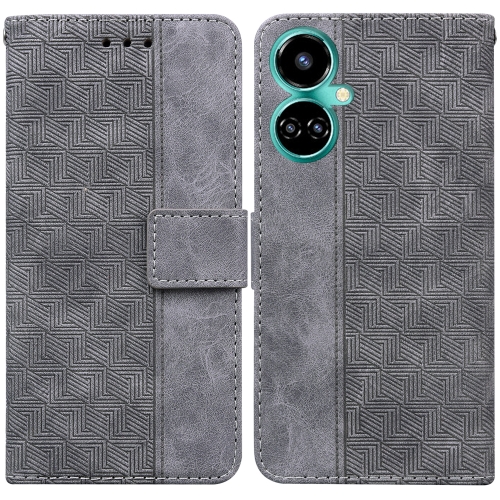 

For Tecno Camon 19 Pro 5G Geometric Embossed Leather Phone Case(Grey)