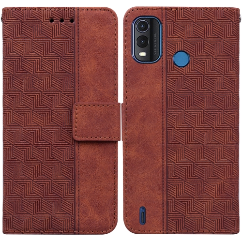 

For Nokia G11 Plus Geometric Embossed Leather Phone Case(Brown)