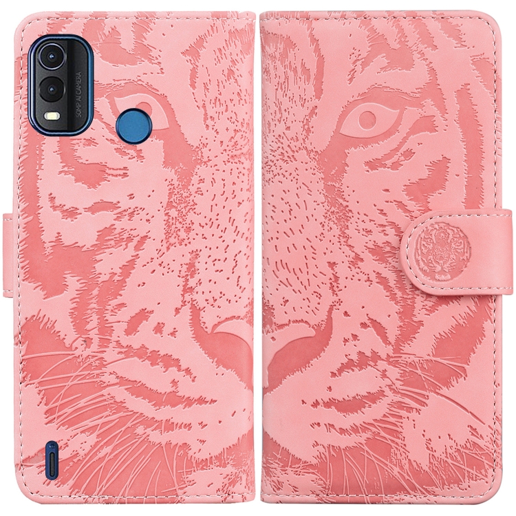 

For Nokia G11 Plus Tiger Embossing Pattern Horizontal Flip Leather Phone Case(Pink)