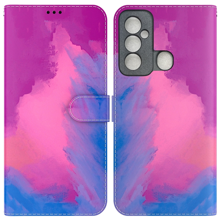 

For Tecno Spark 6 GO Watercolor Pattern Horizontal Flip Leather Phone Case(Purple Red)