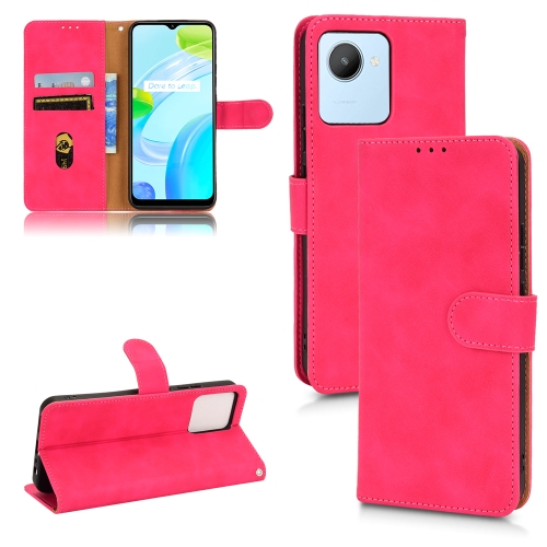 

For Realme C30 4G Skin Feel Magnetic Flip Leather Phone Case(Rose Red)