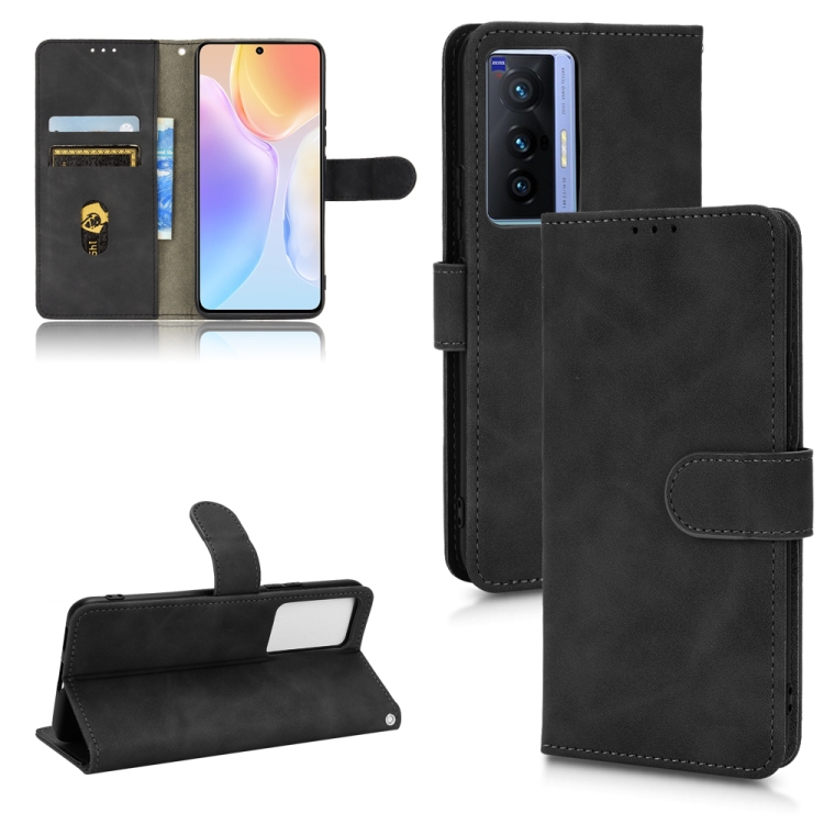 

For vivo X70 Skin Feel Magnetic Flip Leather Phone Case(Black)