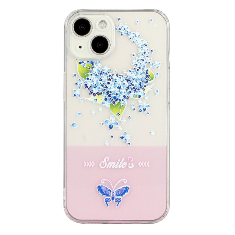 

For iPhone 13 Bronzing Butterfly Flower Phone Case(Hydrangea)