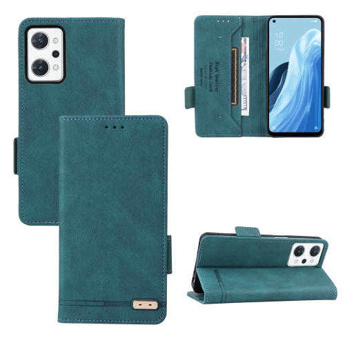 

For OPPO Reno7 A JPN Magnetic Clasp Flip Leather Phone Case(Green)