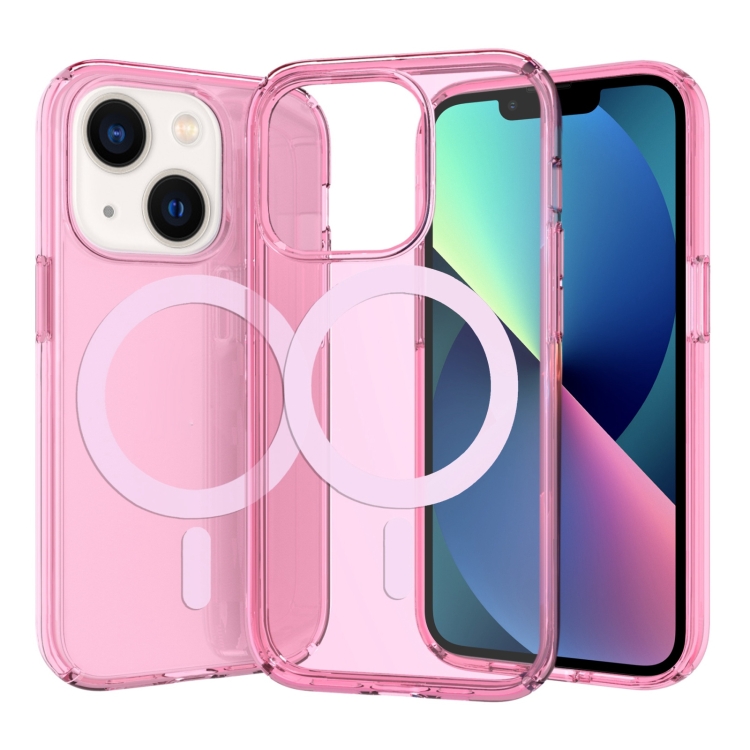 

Crystal Clear MagSafe Phone Case For iPhone 14 Max(Transparent Pink)