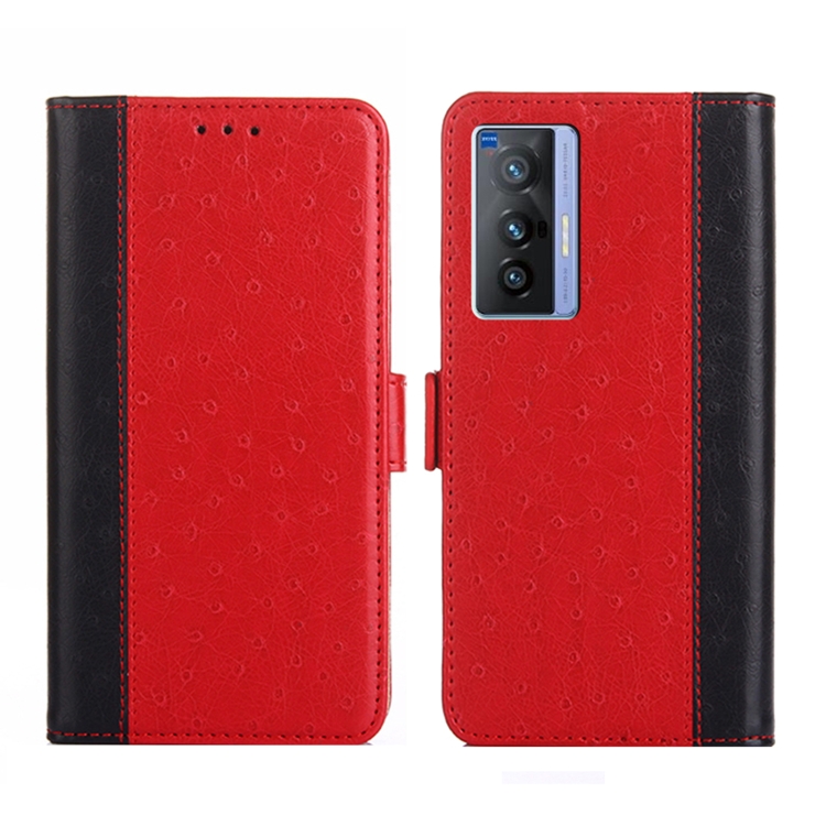 

For vivo X70 Ostrich Texture Flip Leather Phone Case(Red)