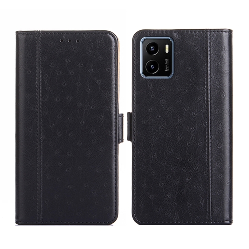 

For vivo Y15s Foreign Version Ostrich Texture Flip Leather Phone Case(Black)