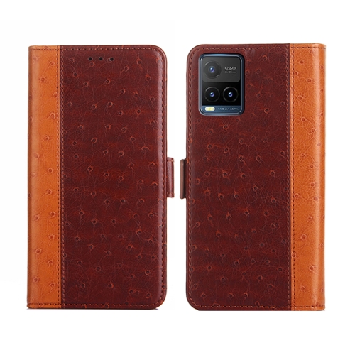 

For vivo Y21 / Y21s / Y33s Ostrich Texture Flip Leather Phone Case(Brown)