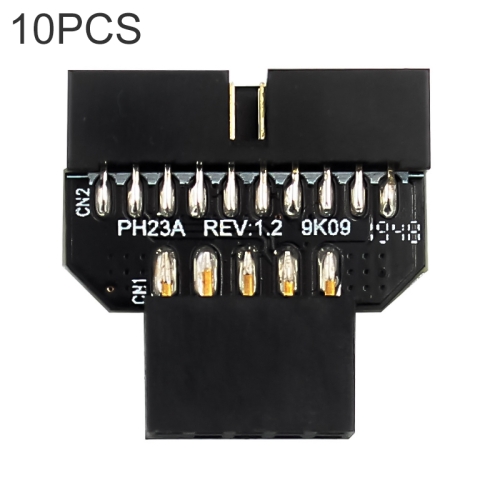 

10 PCS Motherboard USB 2.0 9Pin to USB 3.0 19Pin Plug-in Connector Adapter, Model:PH23A