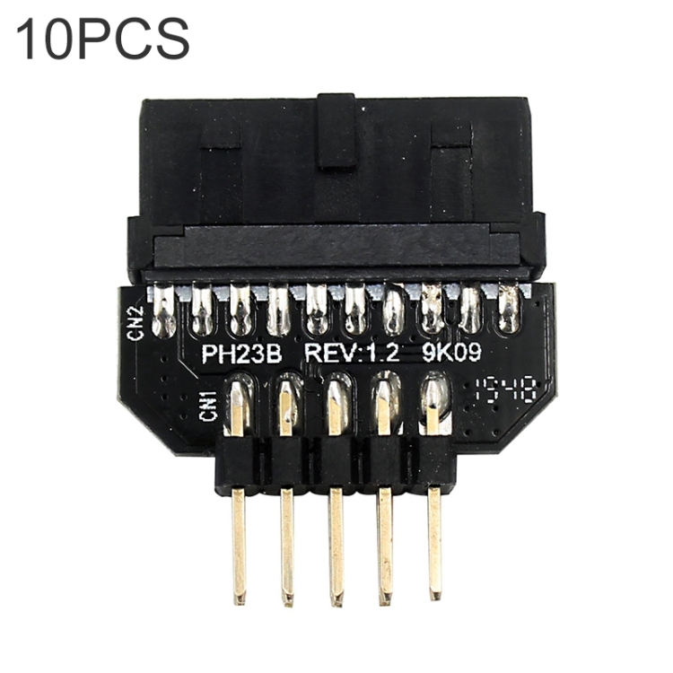 

10 PCS Motherboard USB 2.0 9Pin to USB 3.0 19Pin Plug-in Connector Adapter, Model:PH23B