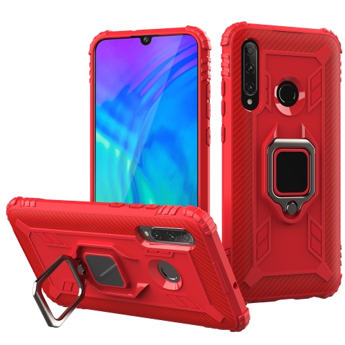 

For Huawei Honor 10i / 20i Carbon Fiber Protective Case with 360 Degree Rotating Ring Holder(Red)