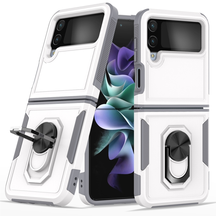 

For Samsung Galaxy Z Flip4 PC + TPU Phone Case with Ring Holder(White)