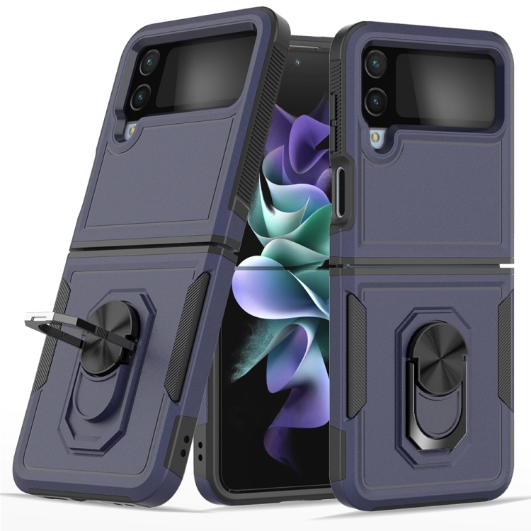 

For Samsung Galaxy Z Flip4 PC + TPU Phone Case with Ring Holder(Dark Blue)