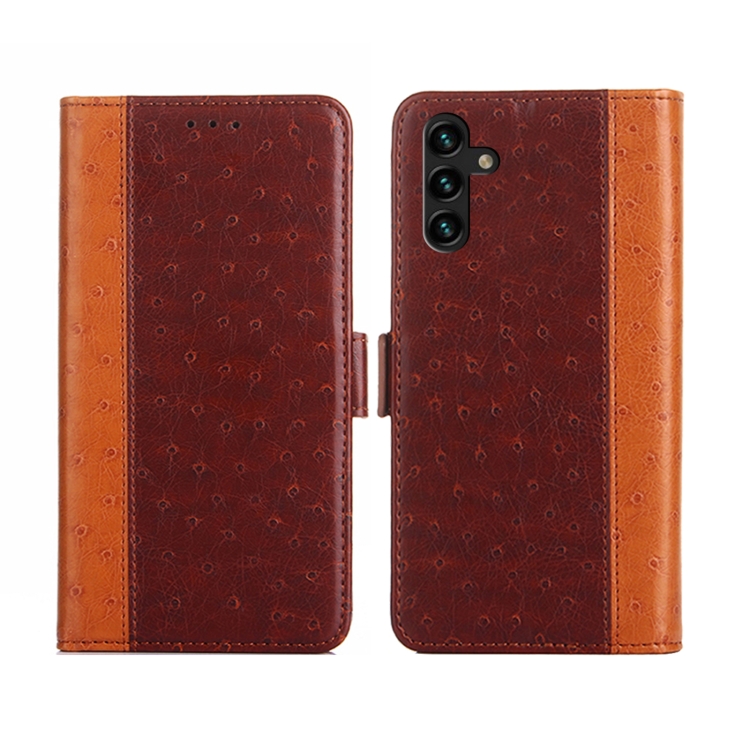 

For Samsung Galaxy A13 4G Ostrich Texture Flip Leather Phone Case(Brown)