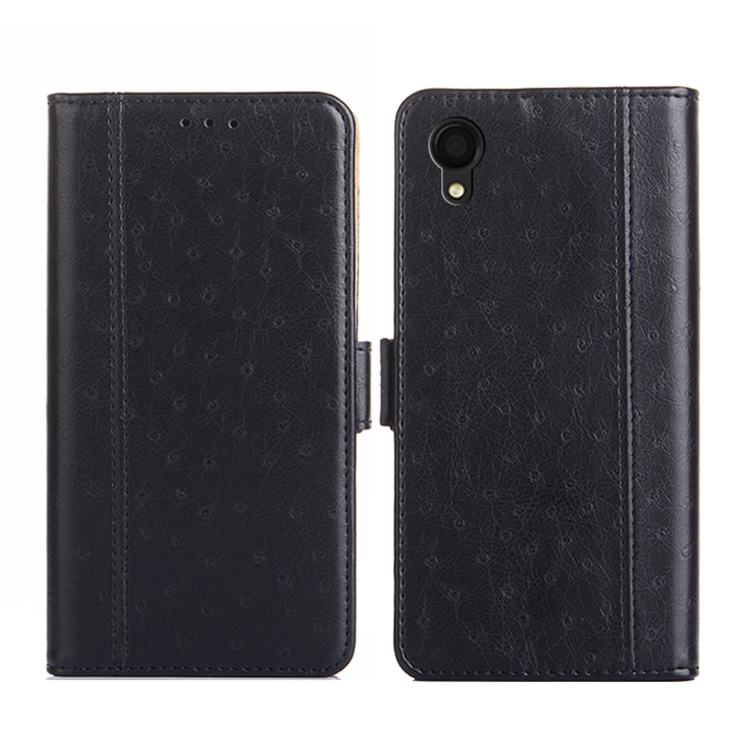 

For Samsung Galaxy A22 5G Ostrich Texture Flip Leather Phone Case(Black)