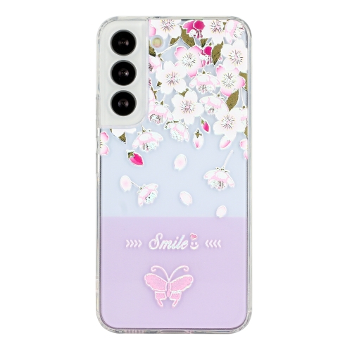 

For Samsung Galaxy S22 5G Bronzing Butterfly Flower Phone Case(Peach Blossoms)