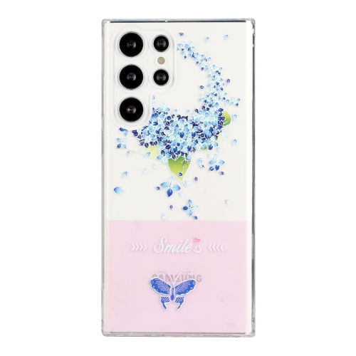 

For Samsung Galaxy S22 Ultra 5G Bronzing Butterfly Flower Phone Case(Hydrangea)