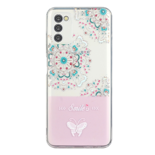 

For Samsung Galaxy A03s Bronzing Butterfly Flower Phone Case(Peacock Flower)