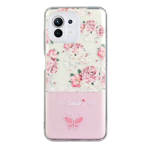 

For Samsung Galaxy A22 5G Bronzing Butterfly Flower Phone Case(Peony)