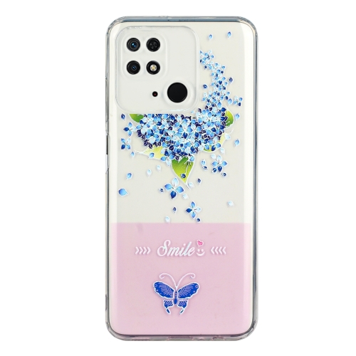 

For Xiaomi Redmi 10C Bronzing Butterfly Flower Phone Case(Hydrangea)