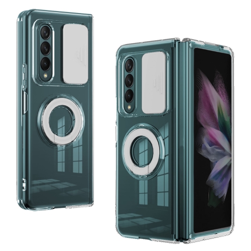 

For Samsung Galaxy Fold4 5G Sliding Camera Design Ring Holder TPU Phone Case(White)