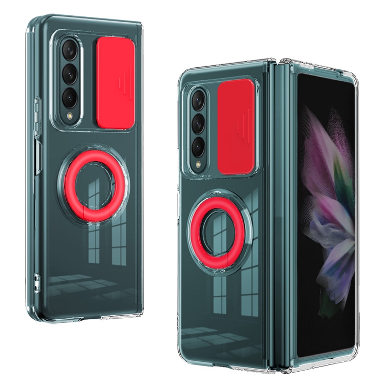 

For Samsung Galaxy Fold3 5G Sliding Camera Design Ring Holder TPU Phone Case(Red)