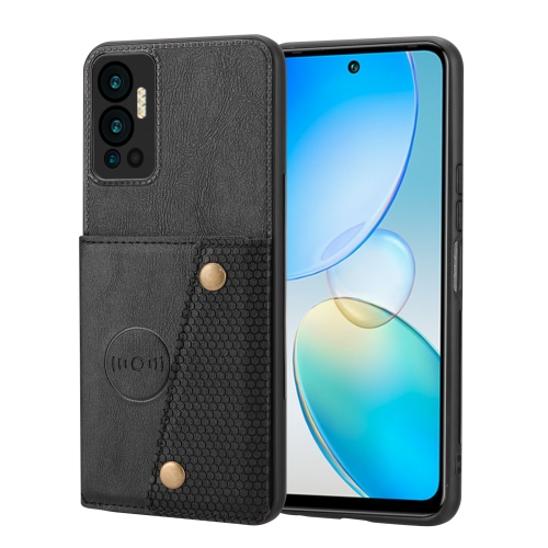 

For Infinix Hot 12 Double Buckle Card Slots Magnetic Phone Case(Black)