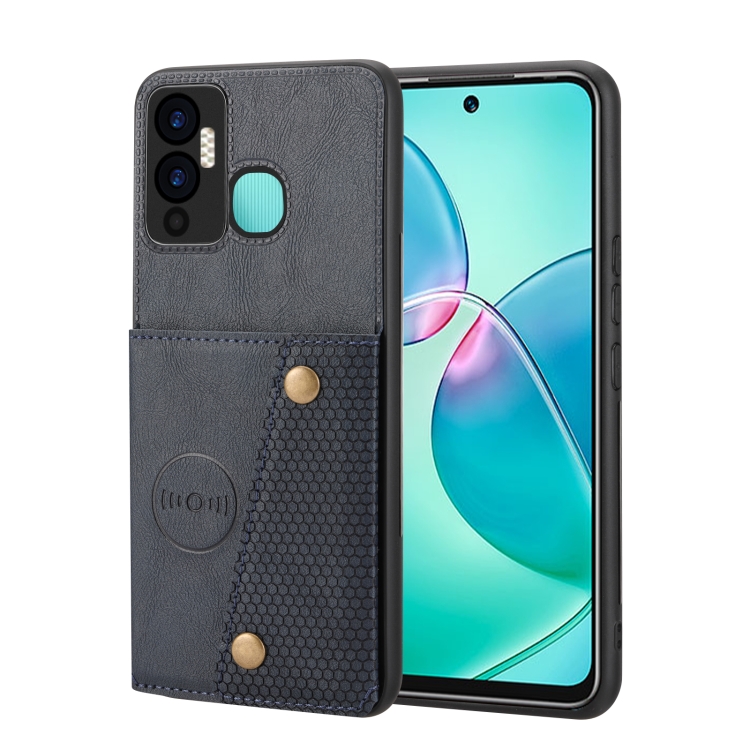 

For Infinix Hot 12i Double Buckle Card Slots Magnetic Phone Case(Blue)