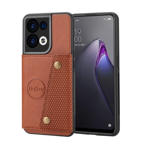 

For OPPO Reno8 Pro Double Buckle Card Slots Magnetic Phone Case(Brown)