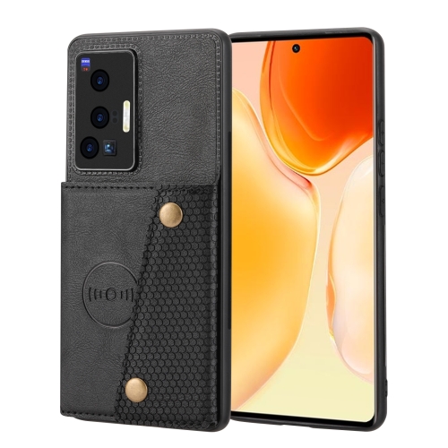 

For vivo X70 Pro Double Buckle Card Slots Magnetic Phone Case(Black)