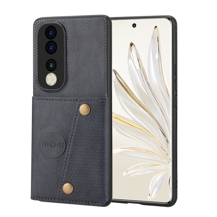 

For Honor 70 Double Buckle Card Slots Magnetic Phone Case(Blue)