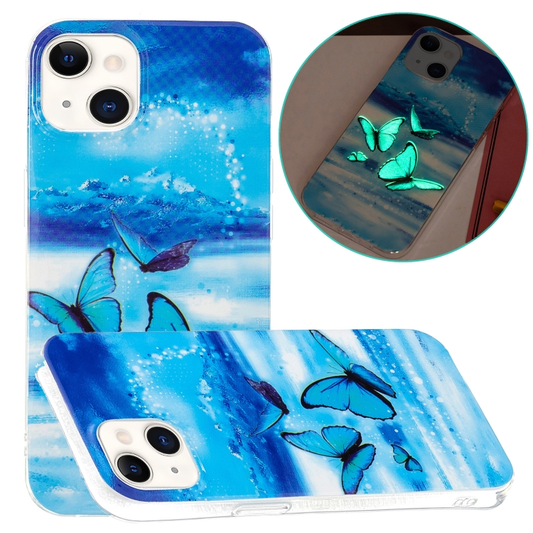 

For iPhone 14 Plus Luminous TPU Soft Phone Case (Butterflies)