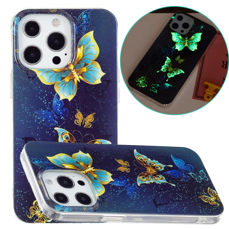 

For iPhone 14 Pro Max Luminous TPU Soft Phone Case (Dual Butterflies)
