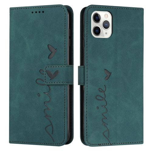 

Skin Feel Heart Pattern Leather Phone Case For iPhone 14 Pro Max(Green)