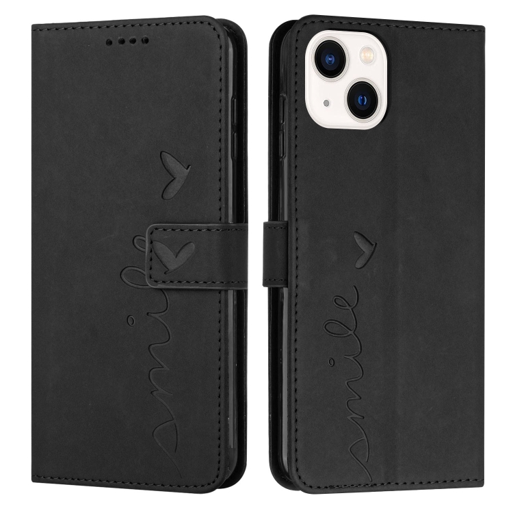 

Skin Feel Heart Pattern Leather Phone Case For iPhone 14(Black)