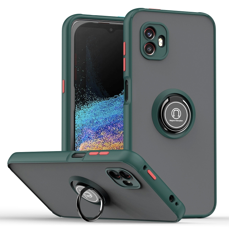 

For Samsung Galaxy Xcover6 Pro Q Shadow 1 Series TPU + PC Phone Case with Ring Holder(Dark Green)