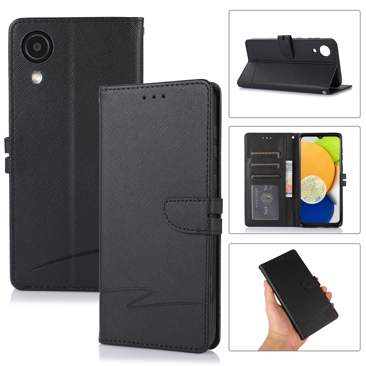 

For Samsung Galaxy A03 Core Cross Texture Horizontal Flip Leather Phone Case(Black)