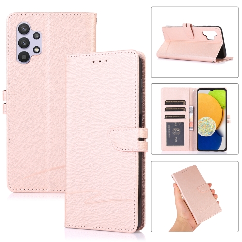 

For Samsung Galaxy A32 5G Cross Texture Horizontal Flip Leather Phone Case(Pink)