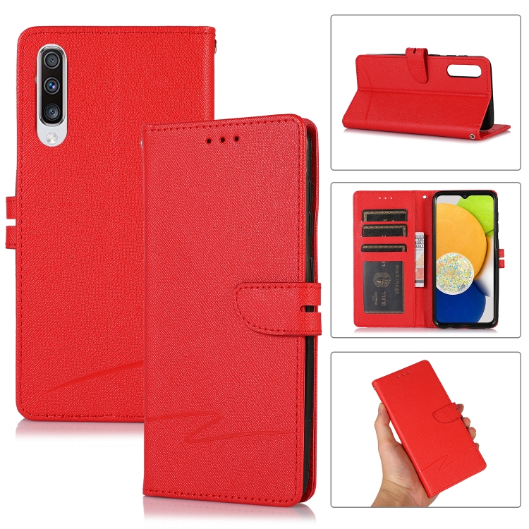 

For Samsung Galaxy A50 Cross Texture Horizontal Flip Leather Phone Case(Red)