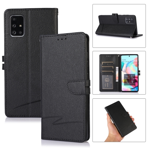 

For Samsung Galaxy A71 Cross Texture Horizontal Flip Leather Phone Case(Black)