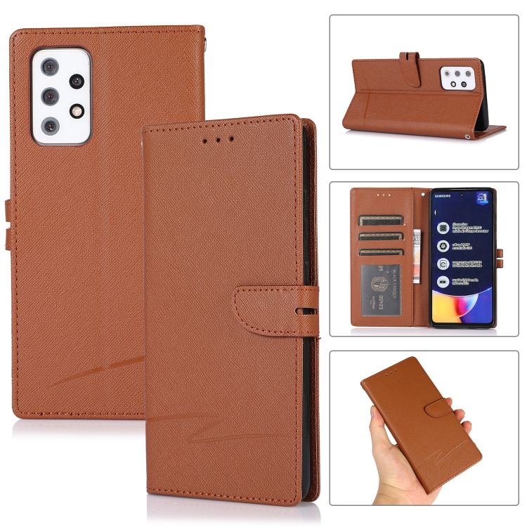 

For Samsung Galaxy A72 5G Cross Texture Horizontal Flip Leather Phone Case(Brown)