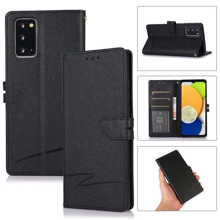 

For Samsung Galaxy Note20 Cross Texture Horizontal Flip Leather Phone Case(Black)