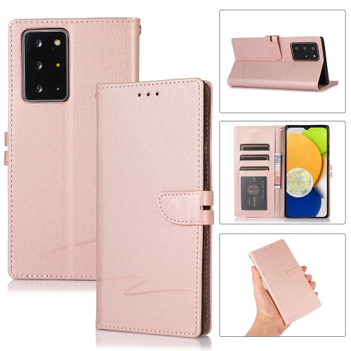 

For Samsung Galaxy Note20 Ultra Cross Texture Horizontal Flip Leather Phone Case(Pink)