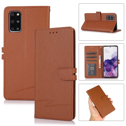 

For Samsung Galaxy S20+ Cross Texture Horizontal Flip Leather Phone Case(Brown)