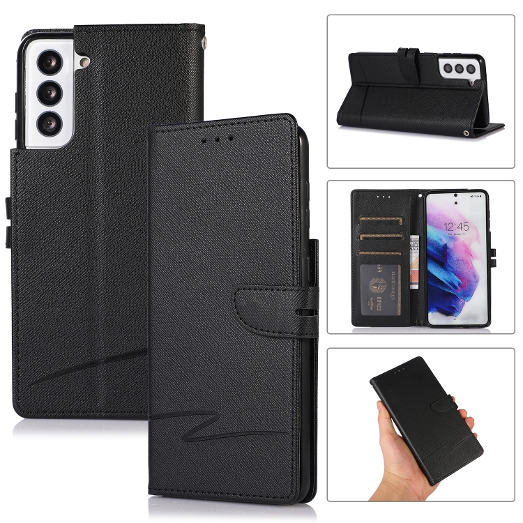 

For Samsung Galaxy S21+ 5G Cross Texture Horizontal Flip Leather Phone Case(Black)
