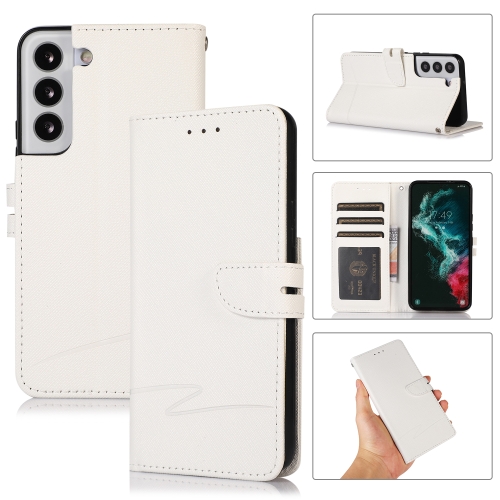 

For Samsung Galaxy S22 5G Cross Texture Horizontal Flip Leather Phone Case(White)